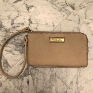 Tan Calvin Klein Wristlet
